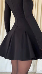 Solid Color Slim Fit Slimming Long Sleeves Mini Dress