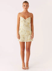 Vietta Sequin Cami Micro Mini Dress - Yellow