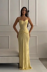 Sequin Lace Halter Twist Waist Mermaid Gown
