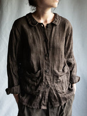 Solid Color Lapel Cotton And Linen Shirt