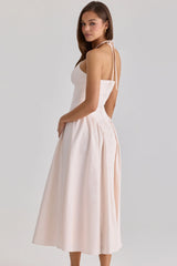 Halter Cutout Fit-and-Flare Midi Dress