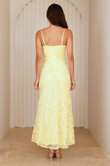 Twinkle Times Mesh Maxi Dress Yellow