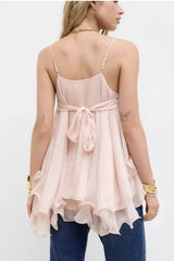 Spaghetti Strap Chiffon Tie-Back Flowy Top