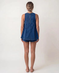Denim Sleeveless A-Line Top & Shorts Set