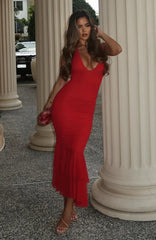 Electric Love Halter Midi Dress Red
