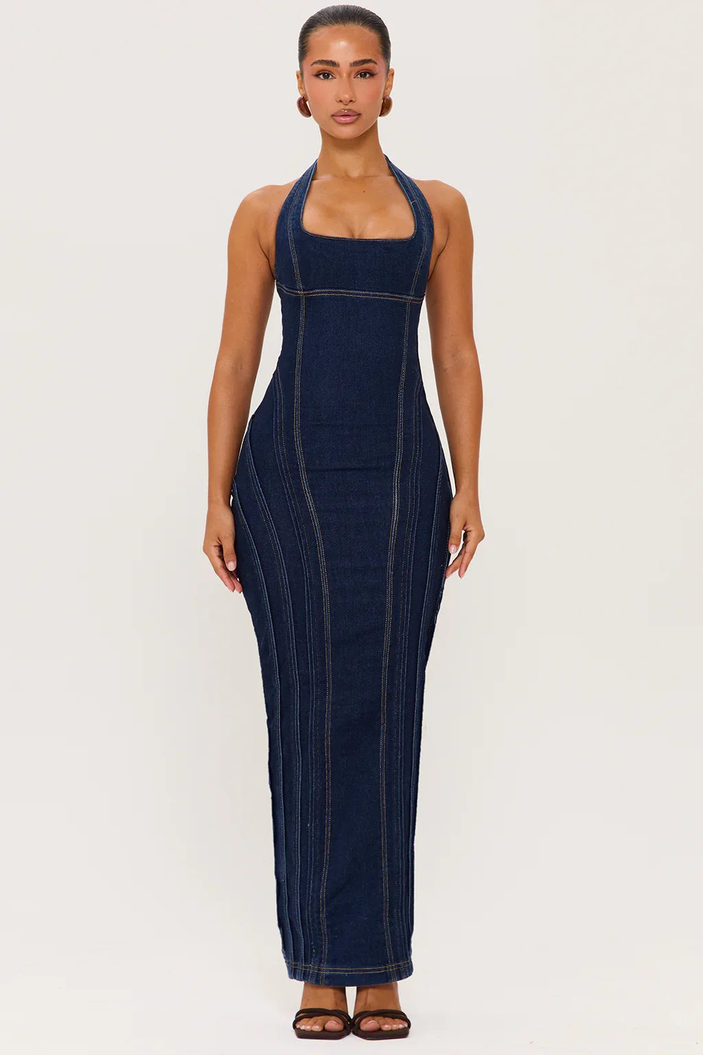 Sexy U Collar Slim-Fitting Patchwork Dress