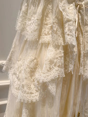 Tiered Lace Open-Back Spaghetti Strap Maxi Dress