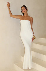 Two-Tone Strapless Draped Panel Fitted Mermaid Gown