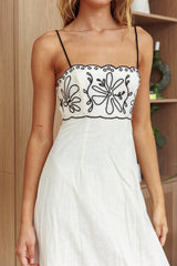 Mondo Scalloped Hem Maxi Dress Embroidered Oat