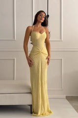 Sequin Lace Halter Twist Waist Mermaid Gown