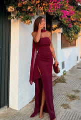Sexy Sleeveless Tube Top High Slit Scarf Skirt