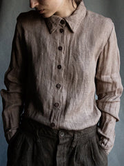 Solid Color Cotton And Linen Shirt