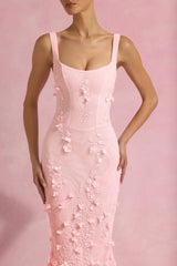 Embellished Fishtail Corset Gown in Pink