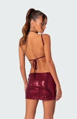 Edikted Cosmo Open Back Sequin Top