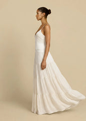 Satin Cami Tiered Ruffle Maxi Dress