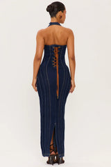 Sexy U Collar Slim-Fitting Patchwork Dress