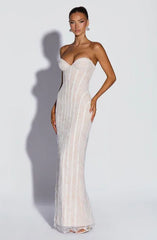 French Lace Corset Strapless Mermaid Maxi Dress | Luxury Elegant Lace-Up Waist-Cinching Slimming Evening Gown