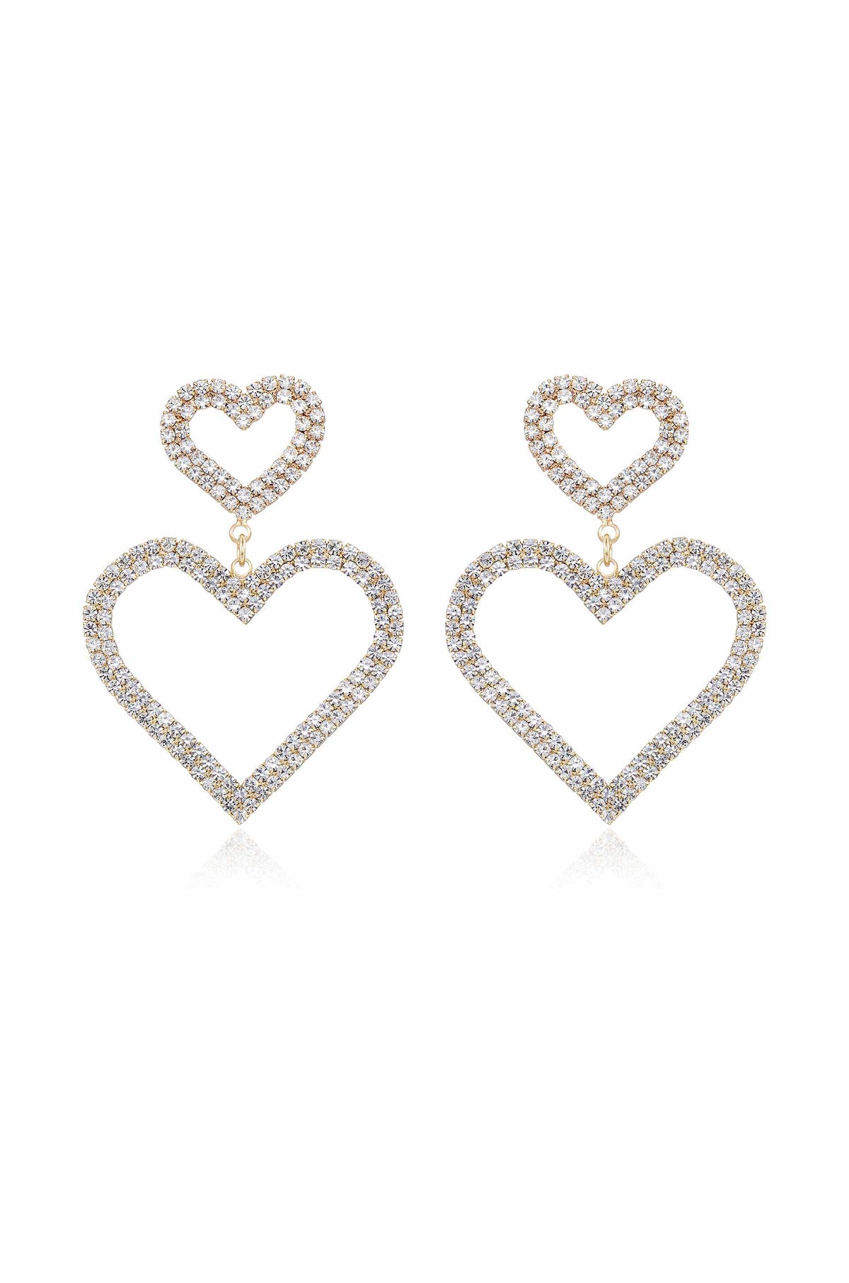 Double Trouble Heart Crystal Earrings
