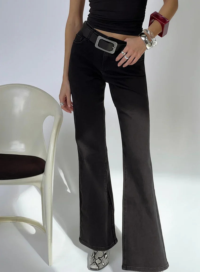 Magic Mirror Mid Rise Bootleg Jeans Washed Black