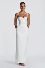 White Cami Corset Lace-Up Back Mermaid Maxi Dress