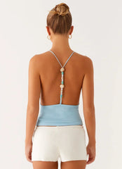 Ollie Knit Halter Top - Blue
