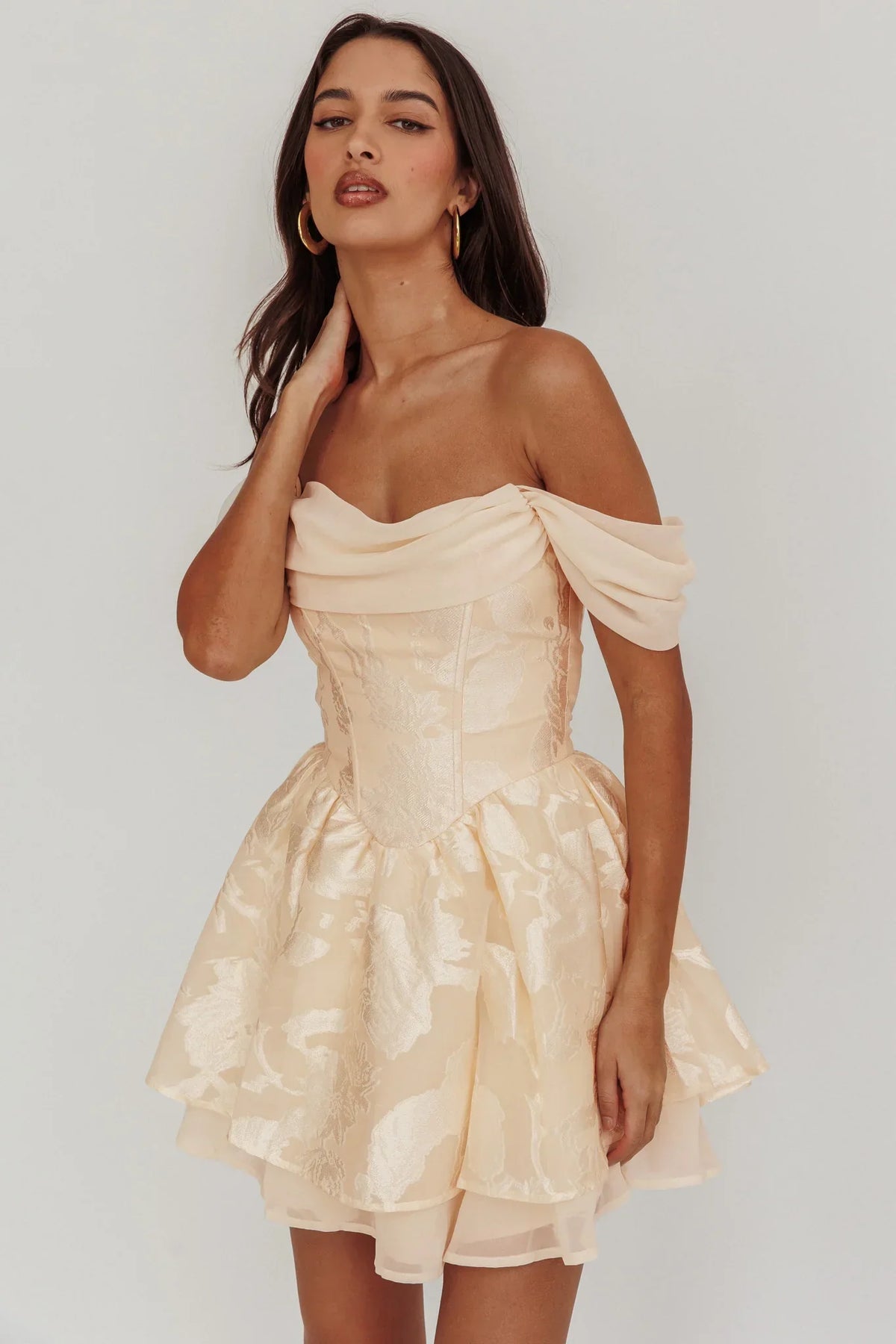 Lusting Off Shoulder Mini Dress Cream