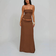 Strapless Corset Top & Tie-Front Maxi Skirt Set