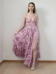 The Carmen Dress in Lilac Tapestry Rose II
