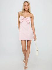 Genevie Strapless Bow Bust Mini Dress Light Pink