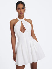 White Halter Cutout Corset A-Line Mini Dress