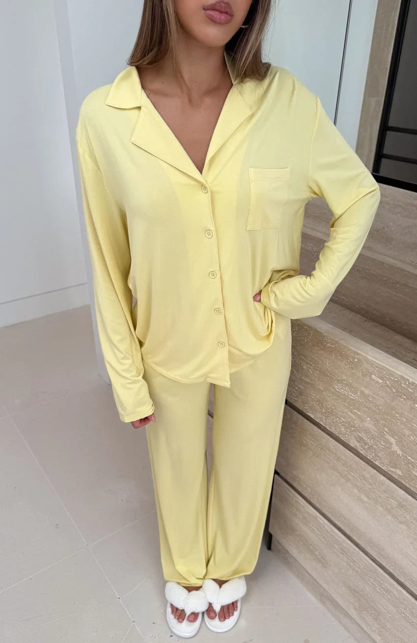 Pillow Talk Long Sleeve Pyjama Set Lemon