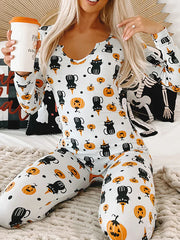 Wrap Halloween Ghost Printed V-Neck Jumpsuits
