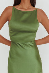 Helsi Low Back Lace Insert Maxi Dress Forest Green