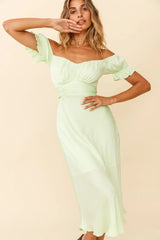 Linka Off-Shoulder Tie Back Midi Dress Apple
